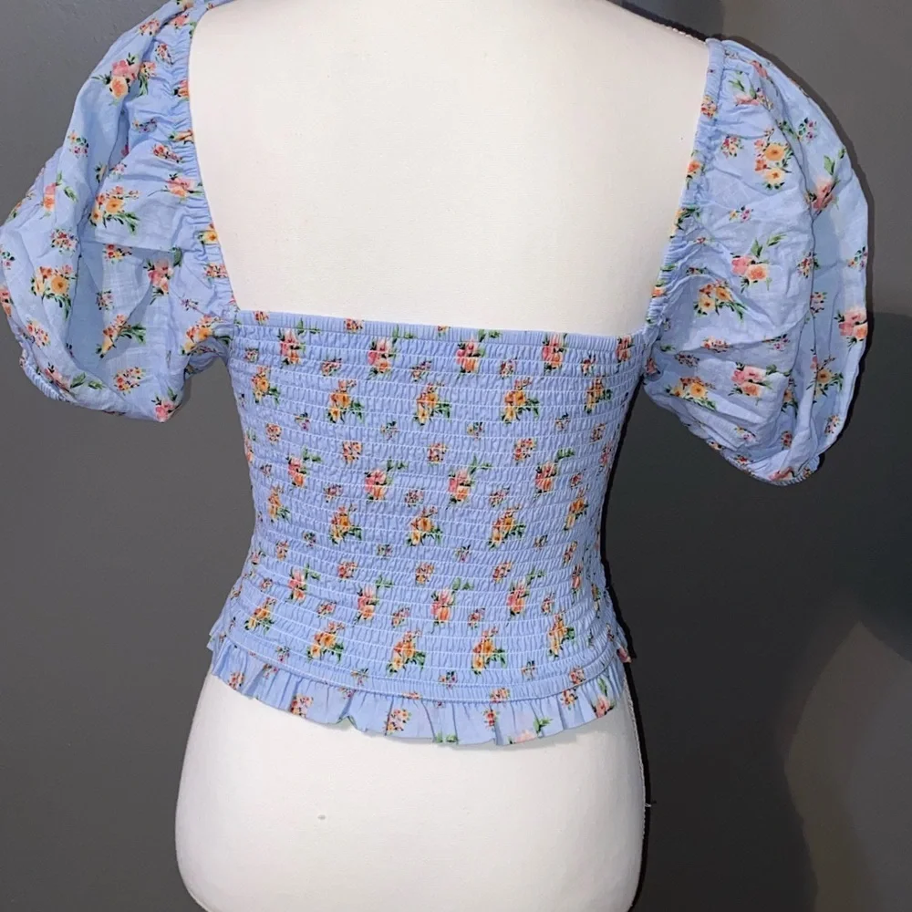Altar'd State Blue Floral Smocked Blouse - Picture 2 of 7
